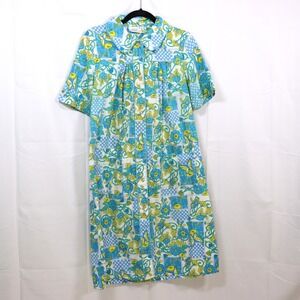 Vintage KMart House Dress Small‎ Blue Floral Womens Retro Robe